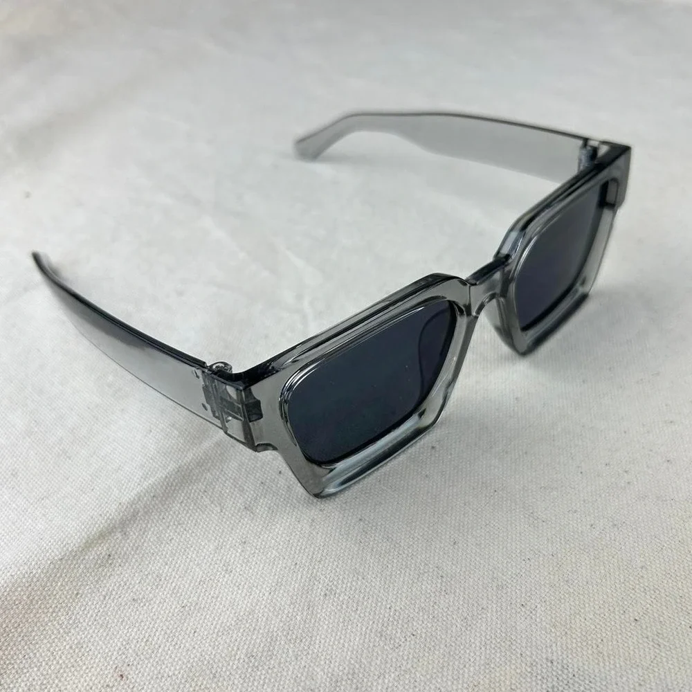 Vintage Y2K surfer style black squared sunglasses cyber grunge techno